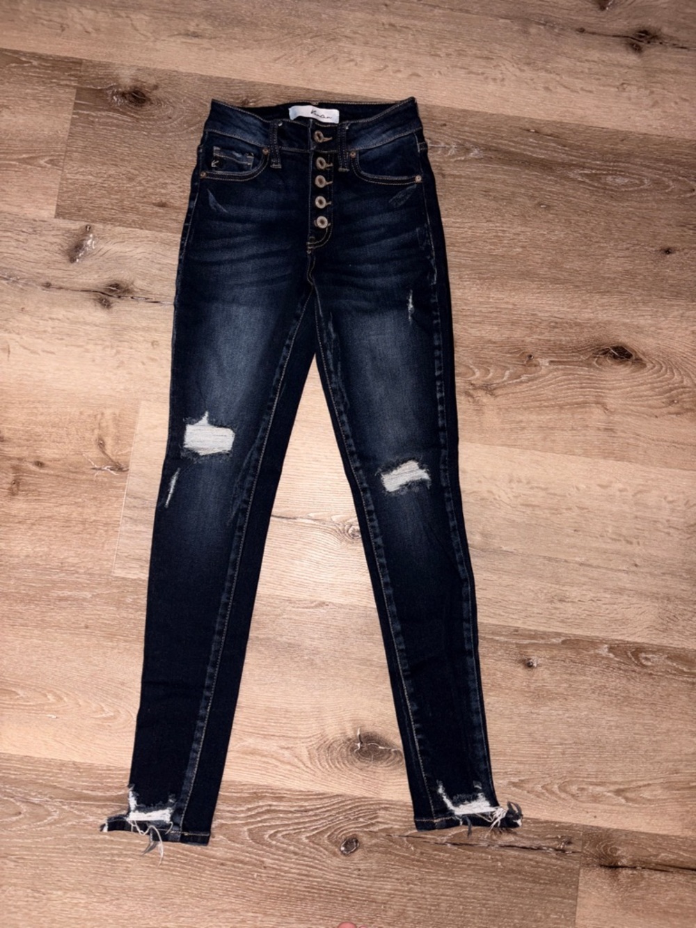 KanCan Dark Blue High-Rise Distressed Skinny Jeans